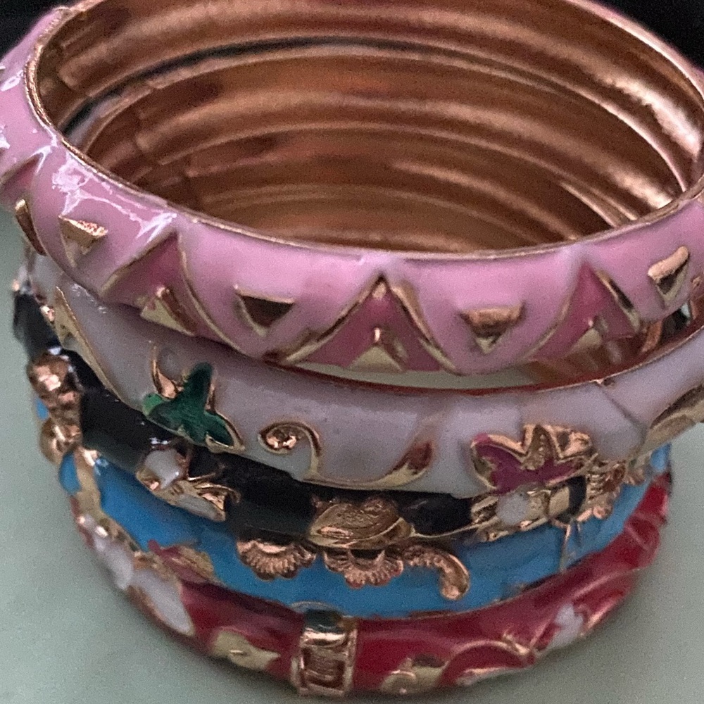 Colorful Enamel Bangle Set - Picture 2 of 5